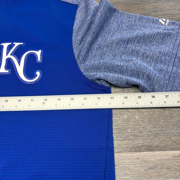 Majestic MLB Kansas City Royals Blue Mens L On Field Tech Therma Base Sweatshirt - Picture 7 of 9